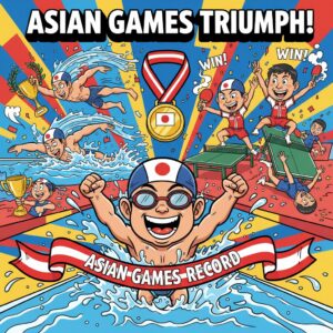 アジア大会：日本選手の歴史的勝利を称える