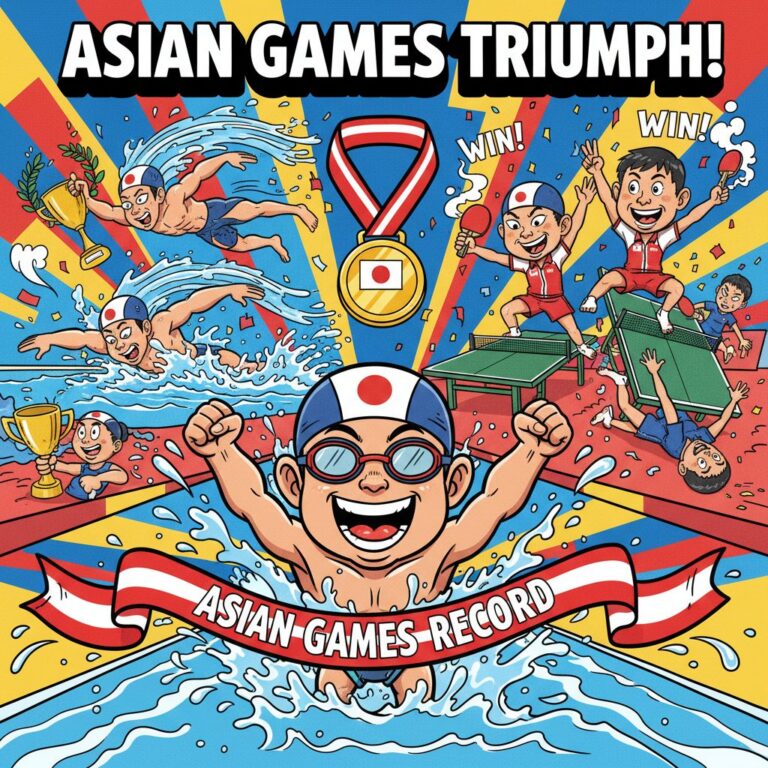 アジア大会：日本選手の歴史的勝利を称える
