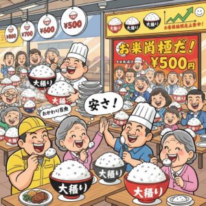 コメ価格下落で「大盛りご飯」や「おかわり自由」が再登場、外食業界の新たな戦略