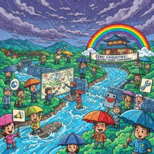 地域住民の主導による防災計画が功を奏し、富山・石川での大雨にもかかわらず人的被害ゼロを達成