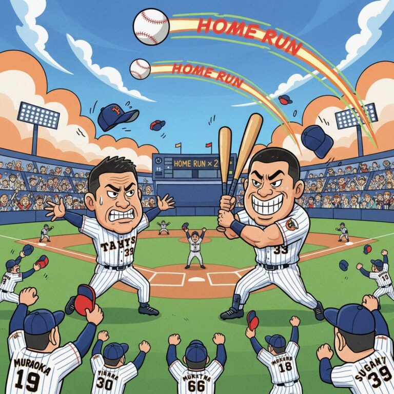 村上宗隆が菅野から34号＆35号ホームラン！岡本和真は二塁打で3打点