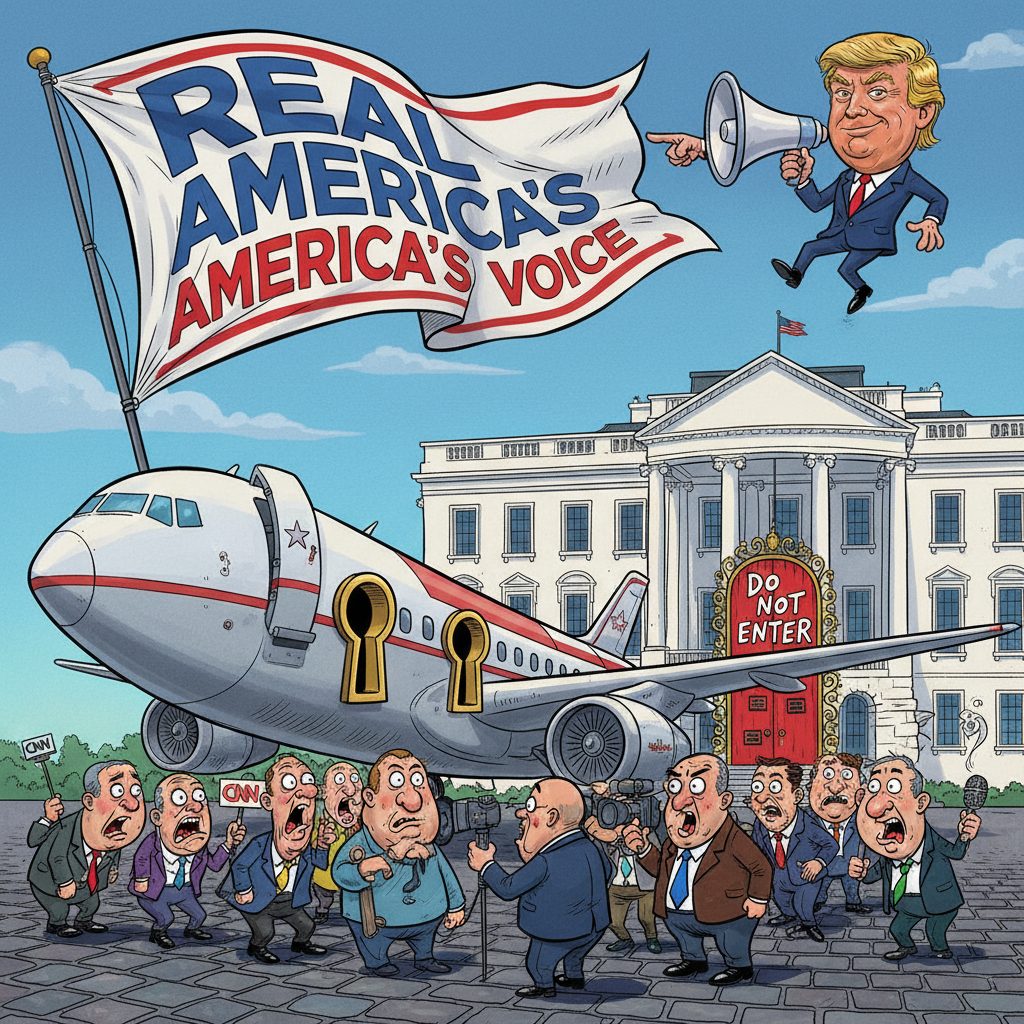 保守系メディアが代わりに大統領専用機に搭乗、CNNと他主要メディアは排除される