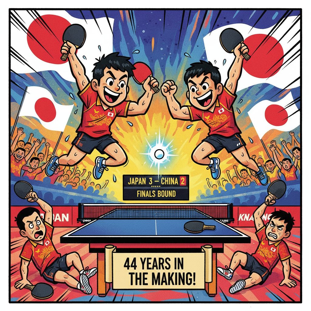 張本智和・篠塚ペアが圧巻の逆転勝利で金メダルに王手！44年ぶり決勝進出を果たす