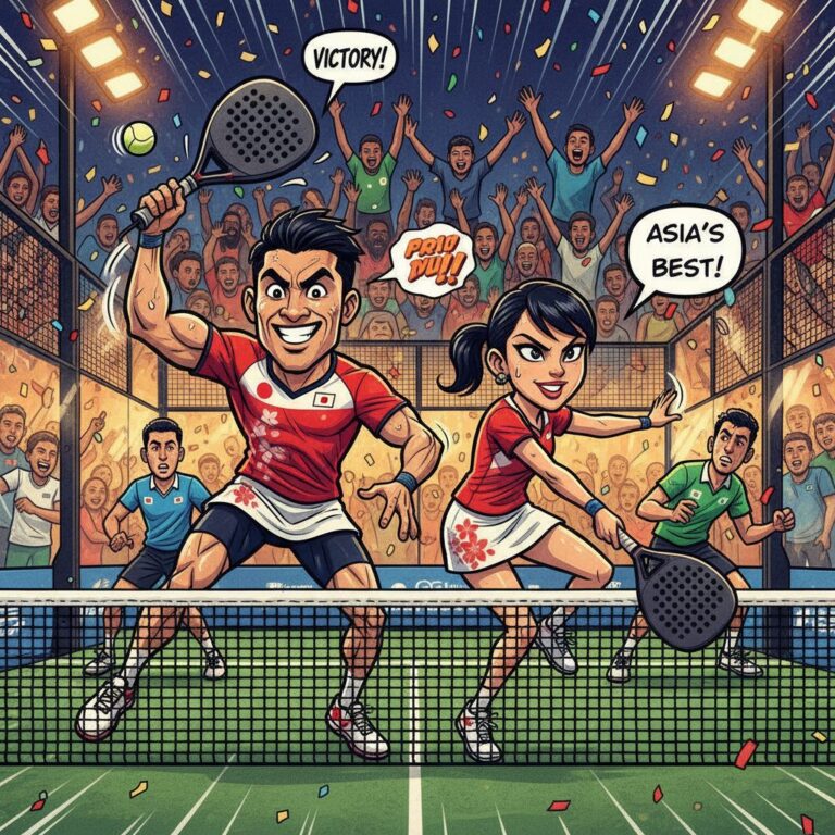 アジア大会で新種目「パデル」に熱戦、日本ペアが圧巻の初勝利