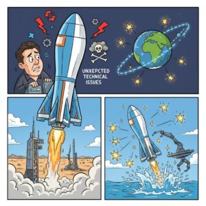スペースX「スターシップ」初の軌道到達で衛星26基展開、エンジントラブルにより早期着水