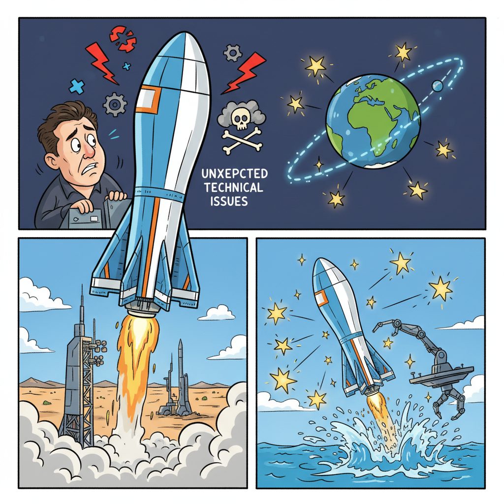 スペースX「スターシップ」初の軌道到達で衛星26基展開、エンジントラブルにより早期着水